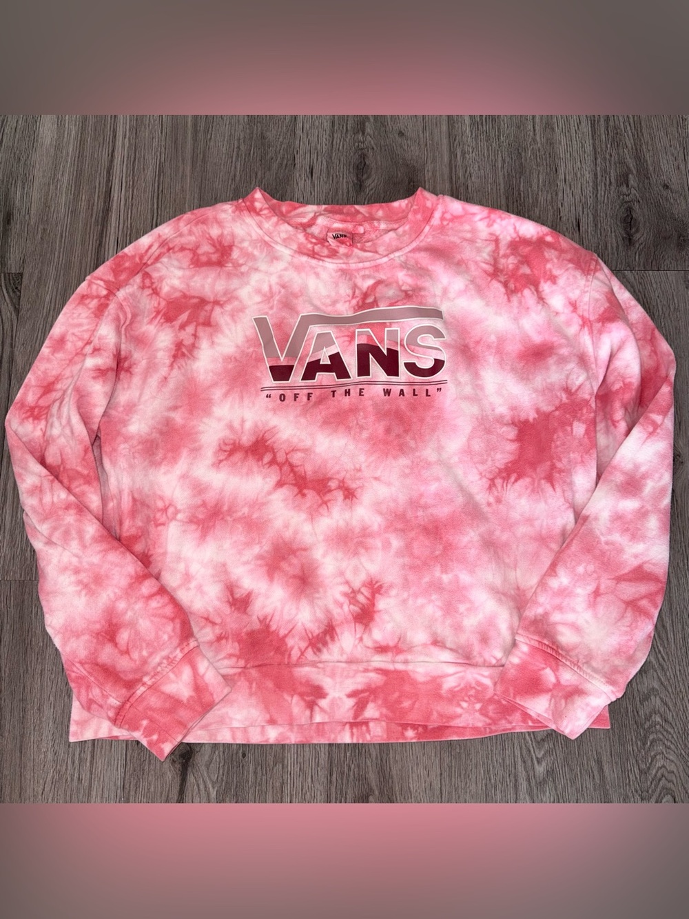 Vans Pink Tie-Dye Logo Crewneck Sweatshirt